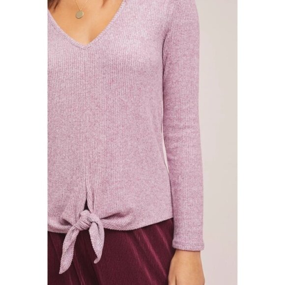 Anthropologie Saturday Sunday‎ Emilia Brushed Fleece Tie Front Top Small - Picture 2 of 8